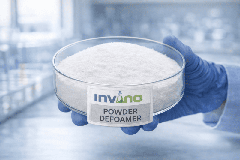 Solid form powder defoamer mixture by INVINO for cementitious construction materials mortar dry mix additives