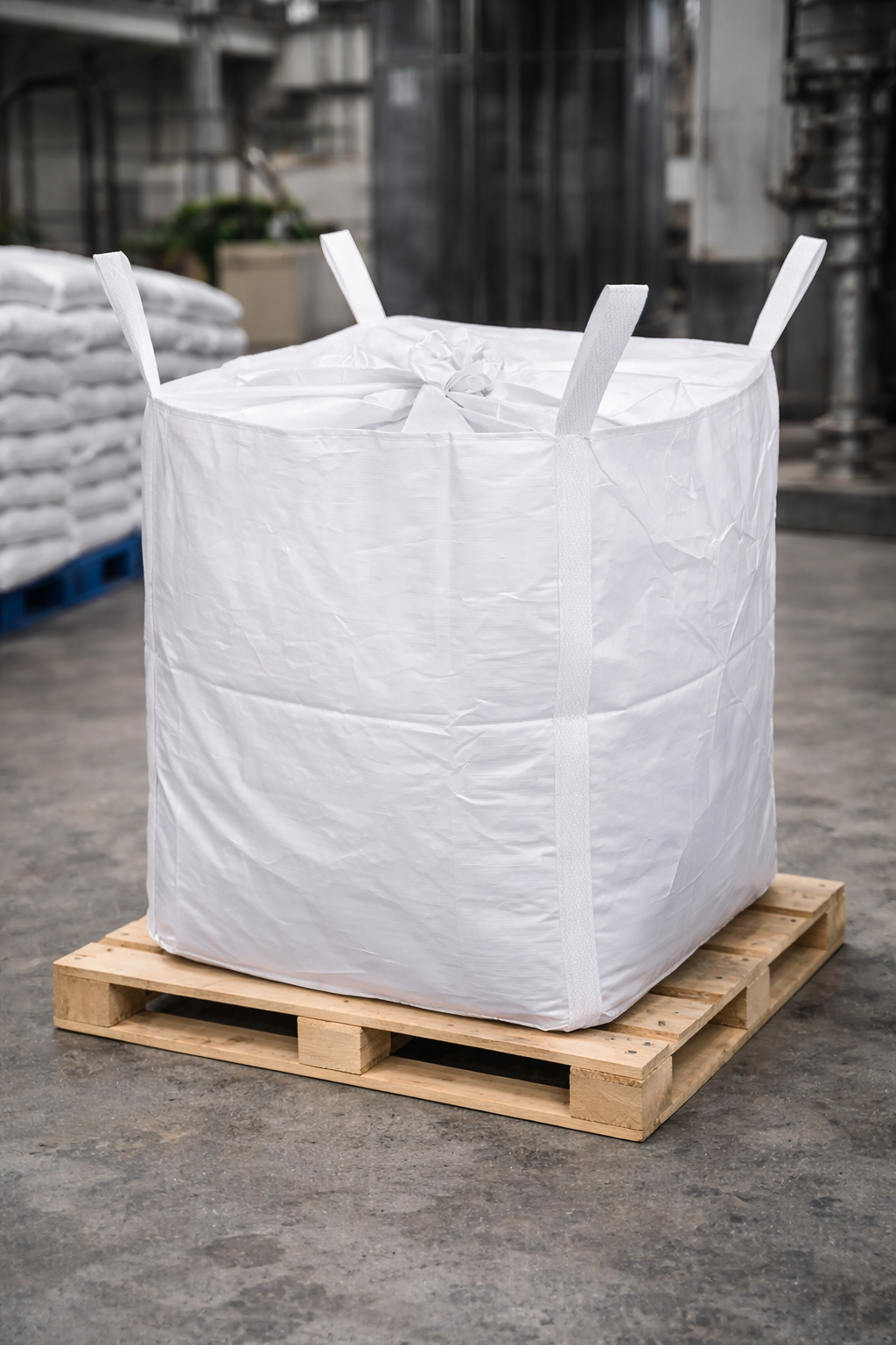 Embalagem industrial em big bags para carga sólida de antiespumante.