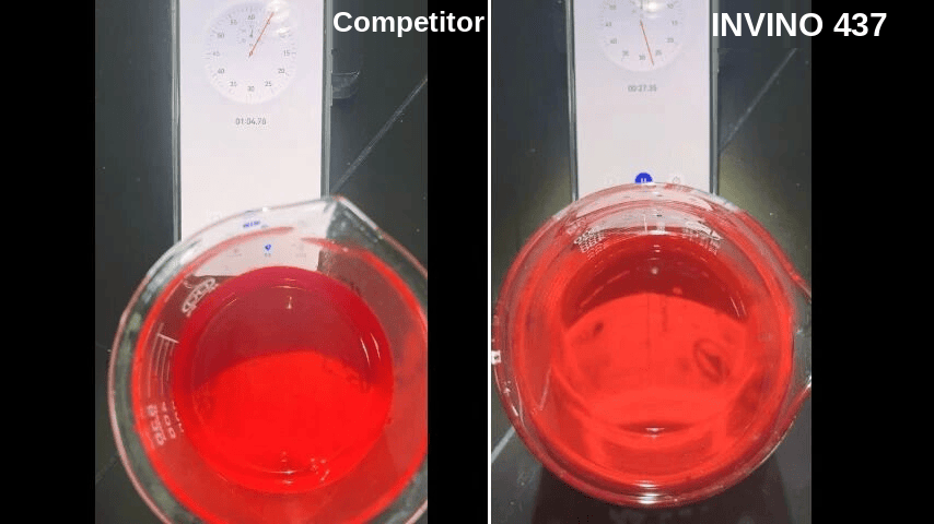 Defoamer for Waterborne Coatings and Printing Inks INVINO 437 defoamer collapsing foam faster than a competitor defoamer in a printing ink base